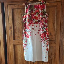 Worn Once Hobbs Fiona Shift Dress Red Tulips, Sz 12, Races, Wedding, Cocktails