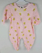 Vintage 2000s Y2K Baby Looney Tunes Tweety Bird Sleeper Footie Pajamas 3-6Months
