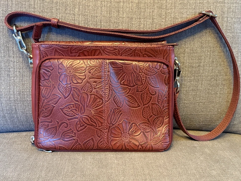 Bolso de Mano Gun Tote N Mama Oculto Marrón Cuero Tooled Cartera Organizador Foto 2 de 4