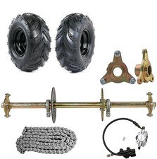 32" Go Kart Rear Axle Kit 428 Sprocket Hub Brake Disc 6" Wheels Cart ATV Trike