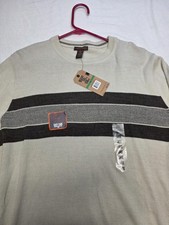 Dockers Crewneck Sweater Mens Large Beige Brown Knit Pullover Ribbed Hem Cuffs