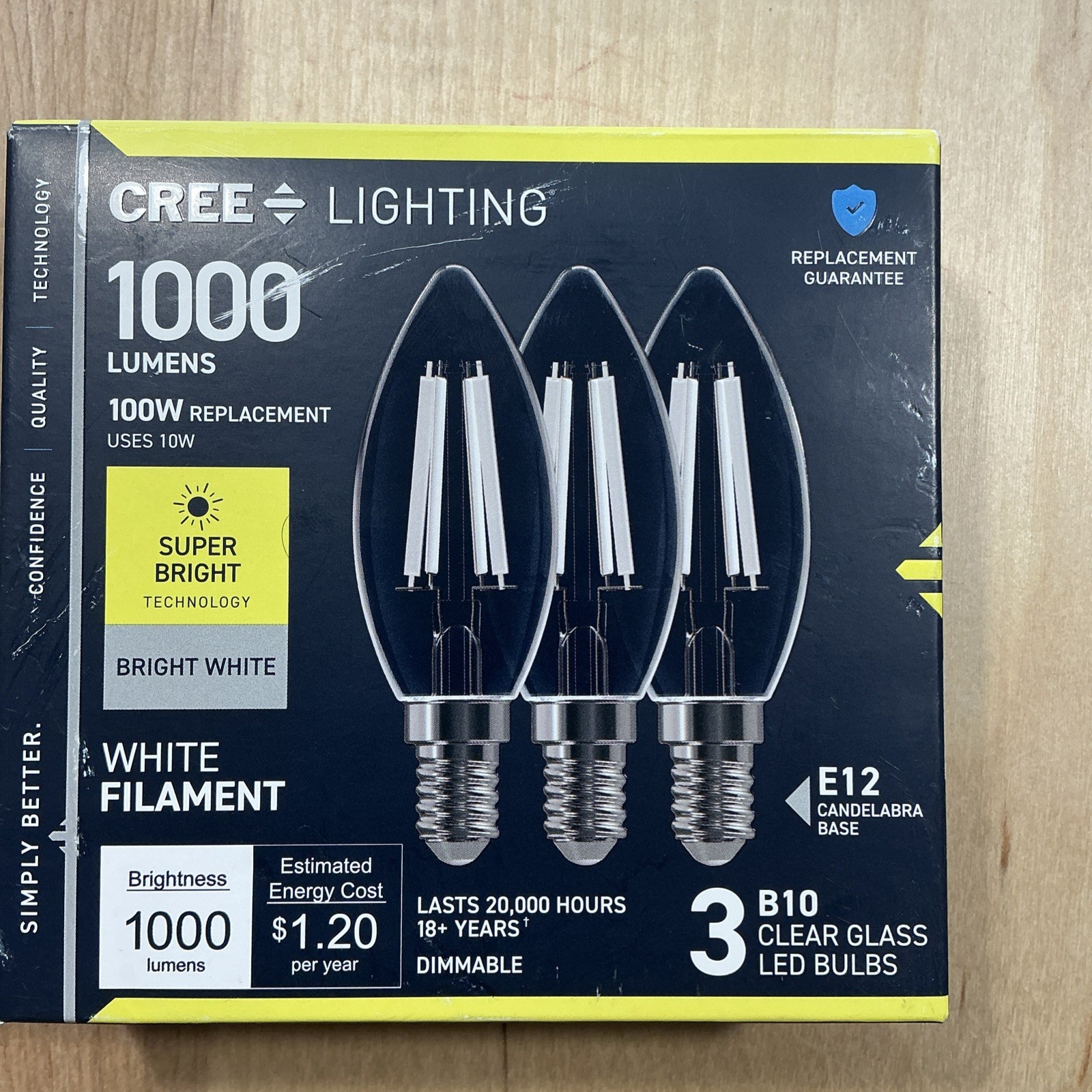 E12 Candelabra 1000 Lumens 3-pack Open Box