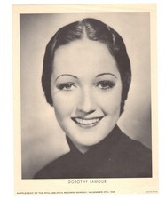 1938 Dorothy Lamour Movie Star PHOTO Philadelphia Record NEWSPAPER Aquatone 1938 Dorothy Lamour Movie Star PHOTO Philadelphia Record NEWSPAPER Aquatone