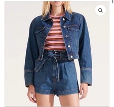 Veronica Beard Puffed Sleeve Cropped Denim Jacket size Medium