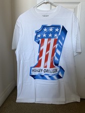 Harley Davidson USA Flag 1 Big Logo T-Shirt Mens Size L White S/S 6/2022