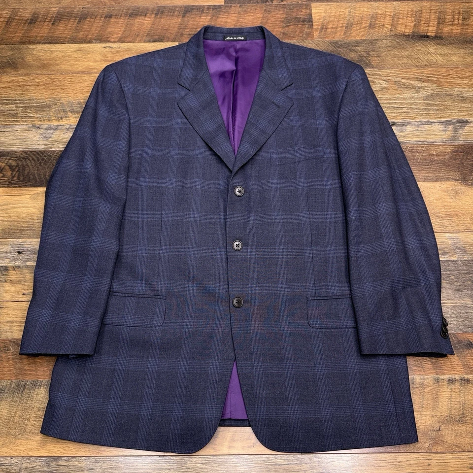 Traje Paul Smith 46R Pantalones de Lana a Cuadros Azul 37x28 Ventana Foto 2 de 4