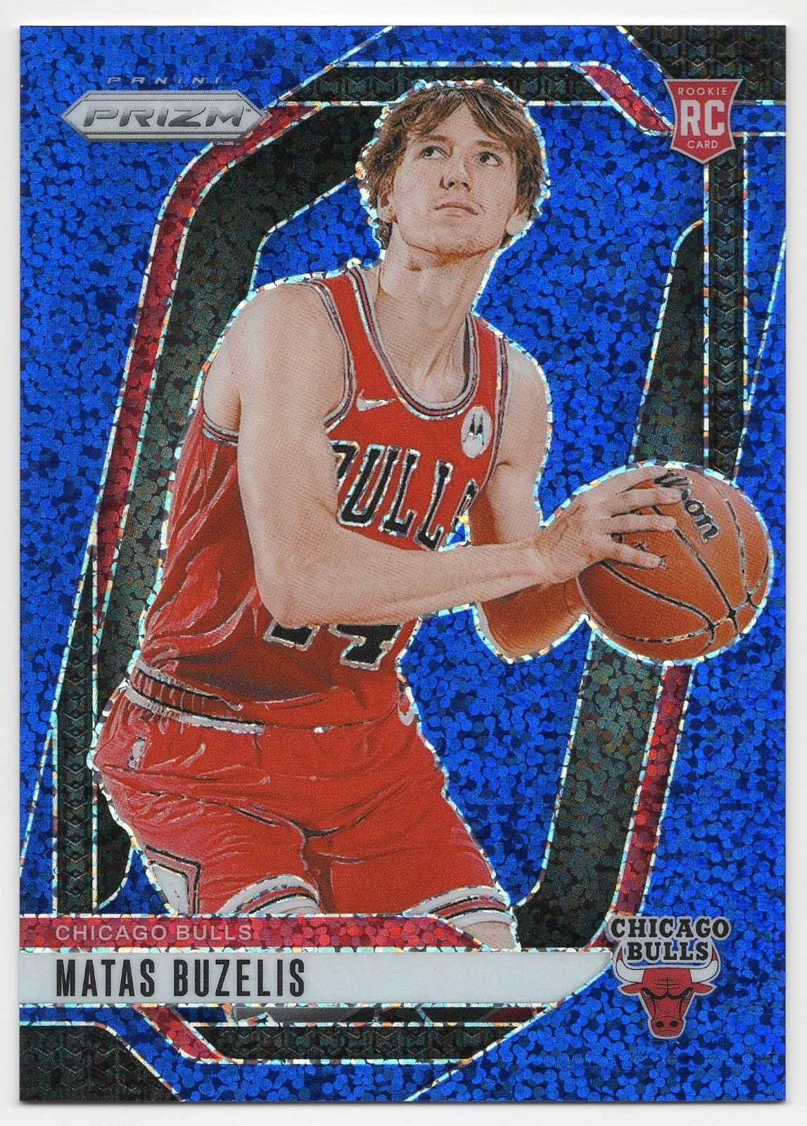 2024-25 Panini Prizm - Matas Buzelis Blue Sparkle Prizm /144 Rookie (RC) #252