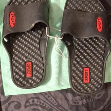 Men's Black Lightweight Synthetic Slip-On Slide Sandals Casual Summer Outdoor