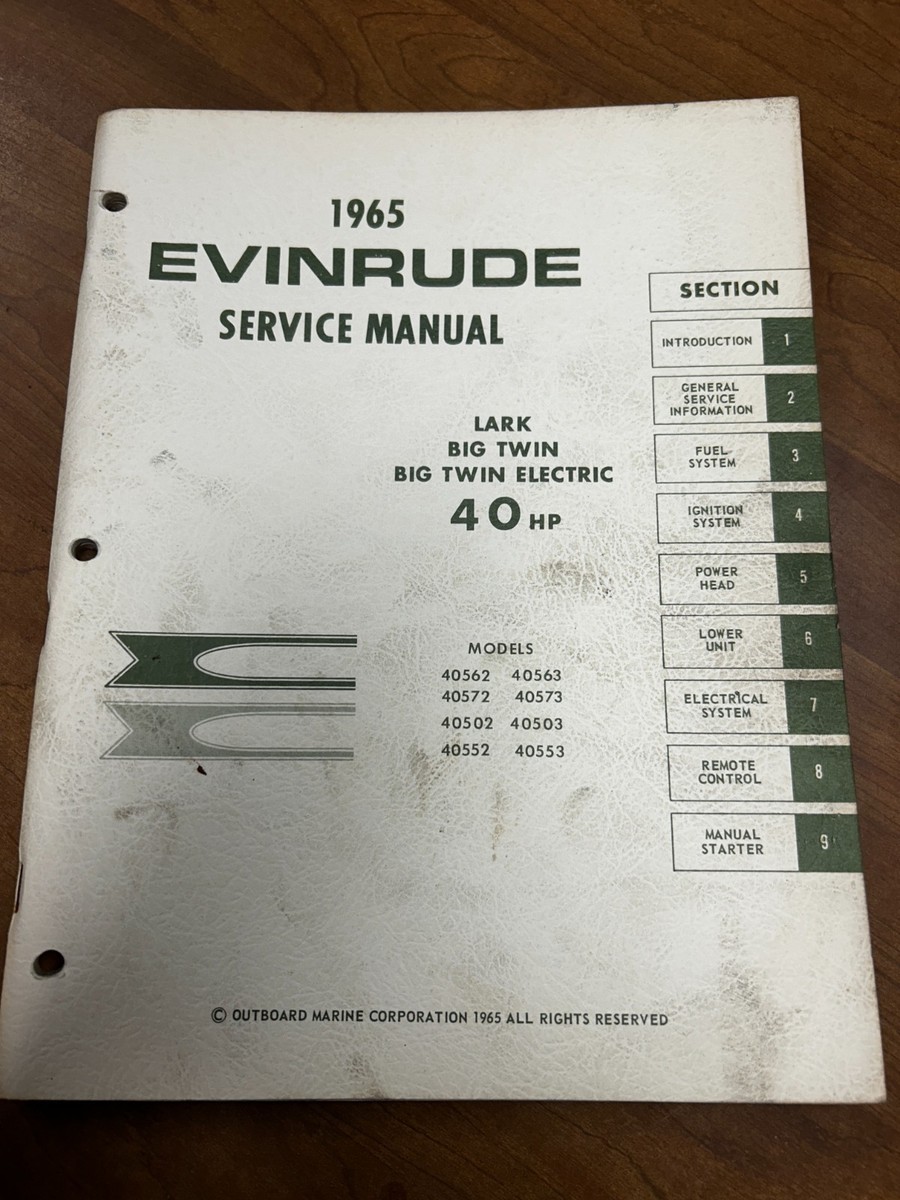 Used OEM 1965 40HP Lark / Big Twin Evinrude Service Manual P/N