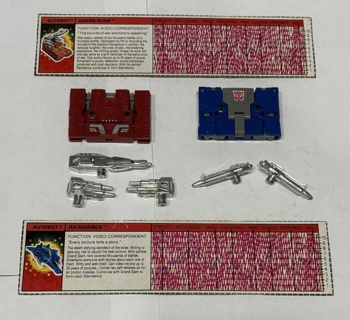 G1 Transformers vintage original cassettes RAINDANCE & GRANDSLAM SLAMDANCE 100%