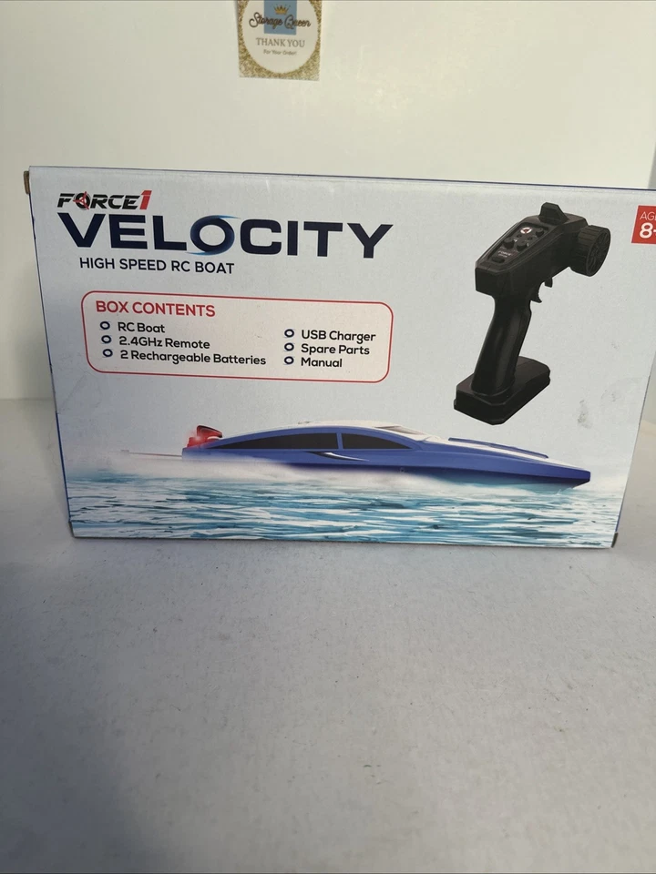 Barco de carreras Force 1 Velocity radiocontrolado de alta velocidad nuevo en caja 2 baterías Foto 3 de 4