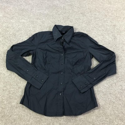 Gant Shirt Womens 6 Black Long Sleeve Fitted Dress Collared Tailored