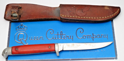 Vintage 1950's QUEEN #99 Fixed-Blade Bird & Trout Knife - RARE - STAINLESS Stamp