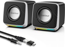 PC Speakers 3W Carbon Fiber Computer Desktop Laptop USB Powered Black New