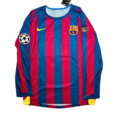 Barcelona 2006 UCL Final Home Red Blue Long Sleeve Jersey