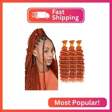 Ginger Boho Human Hair 350 Braiding Hair for Braiding Deep Wave Bulk 16 16 16 In