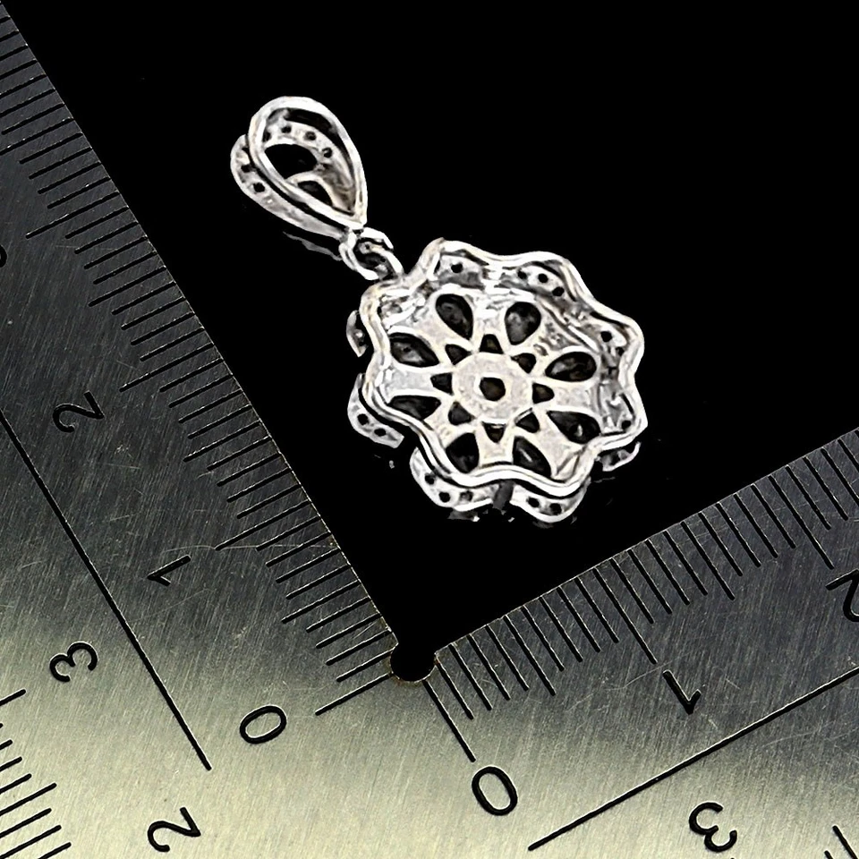 Colgante de plata de ley 925 pera zafiro blanco Ceilán 4x3 mm joyas de piedras preciosas Foto 3 de 4