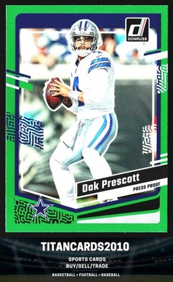 Dak Prescott 2023 Panini Donruss Green Press Proof Dallas Cowboys #73