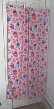 Pair of  Pink Brown Window Curtains w/ Cupcakes Muffins & Sweets - 28" x 62"