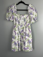 Hill House Home Nap Dress Mini Floral Puff Sleeve Smocked Women’s Size S