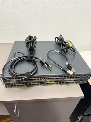 2x Cisco Catalyst 2960X-48FPS-L PoE Switch Stack w/Cables