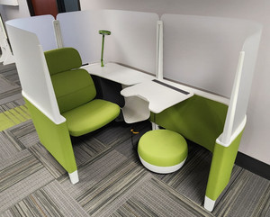 Steelcase Brody Privacy Lounge Chair Cubicle Work Study Pod Desk & Foot Rest