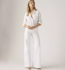 (NEW) Levi's 318 Shaping Wide Leg Women's Jeans, Soft Clean White - White