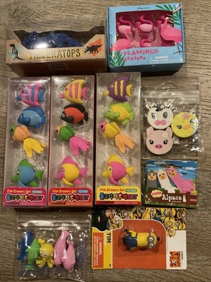Korean Claire s Minions Dinosaur Flamingo Eraser Lot Erasers