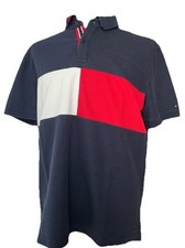 Tommy Hilfiger Athletics Polo Shirt Men's XL Vintage Y2K Red Navy Striped 90s