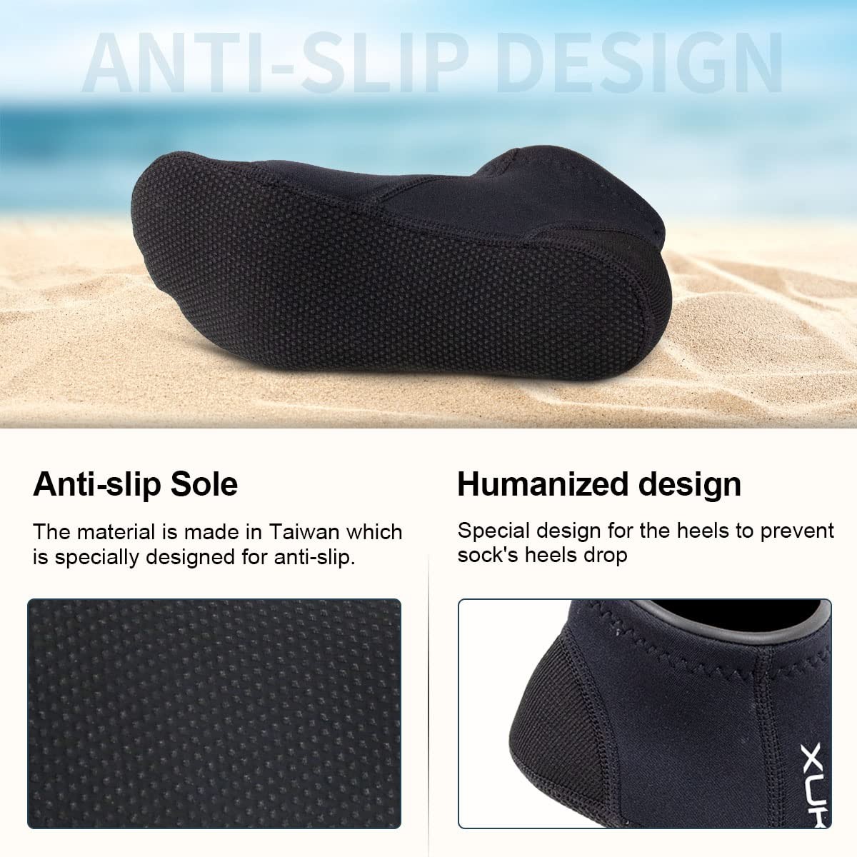 Neoprene Water Socks 3mm Sand Proof Beach Volleyball Socks Diving Socks for O...