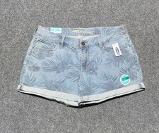 Old Navy Women's Size 6 The Boyfriend Light Wash Denim Shorts Floral Palm Leaf