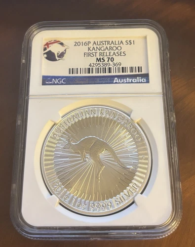 Australia 2016-P 1 oz. .9999 Fine Silver Kangaroo $1 NGC MS70 First Releases