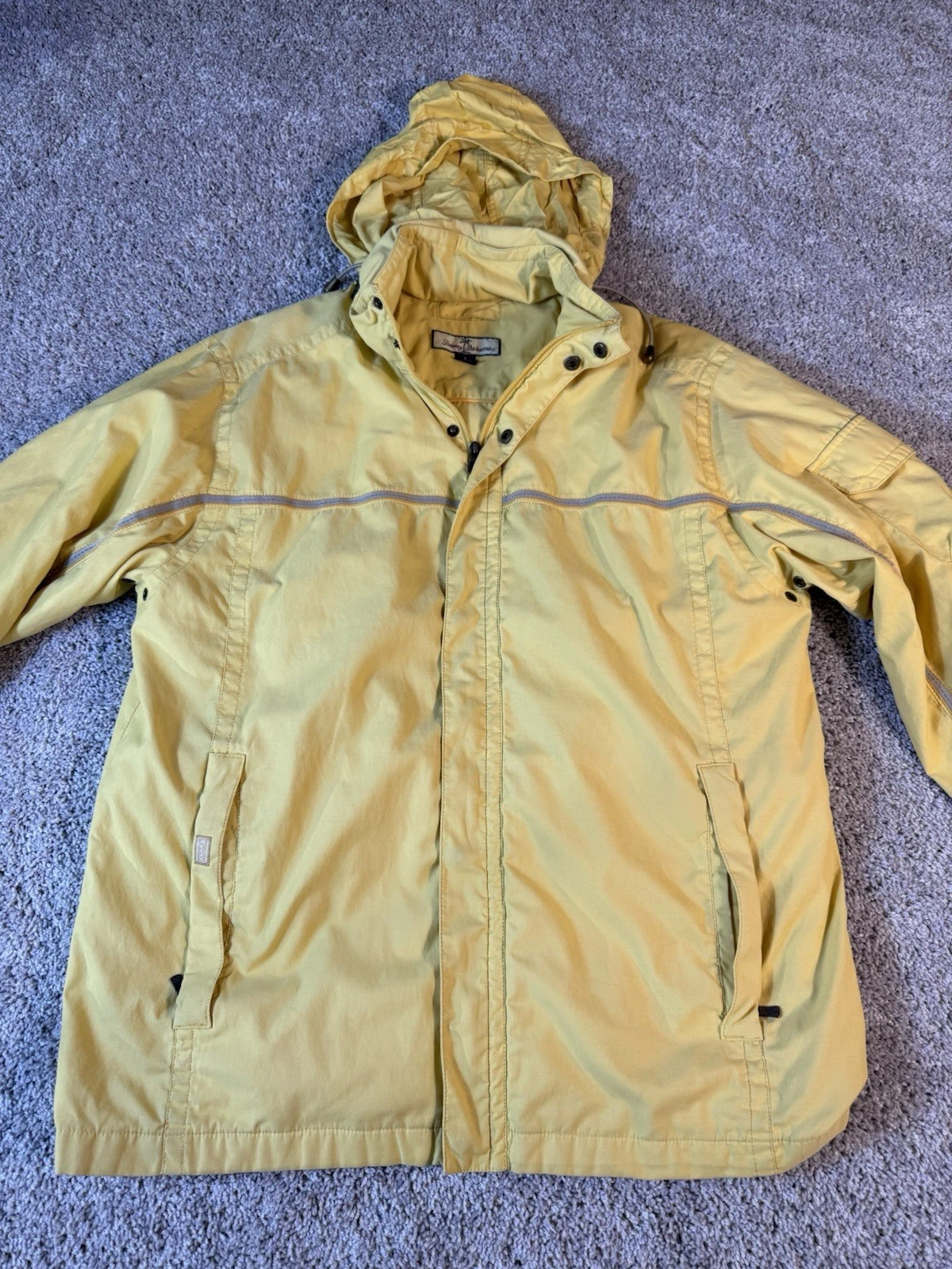 Tommy Bahama Relax Windbreaker Jacket Mens S Hooded Yellow