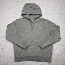 Nike Sportswear Club Fleece Pullover Hoodie Gray Logo DQ5793-010 Women's Size M