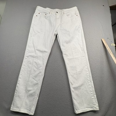 Levi's 514 Jeans Men s 34x29 Straight Leg White Denim Red Tab 5 Pocket
