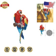Hand-Painted 22 Inch Scarlet Macaws Wall Art Sculpture - Tropical Decor