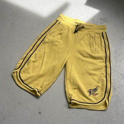Roberto Cavalli Sport Herren Sweatshorts M Jersey Gelb/Schwarz Kordelzug