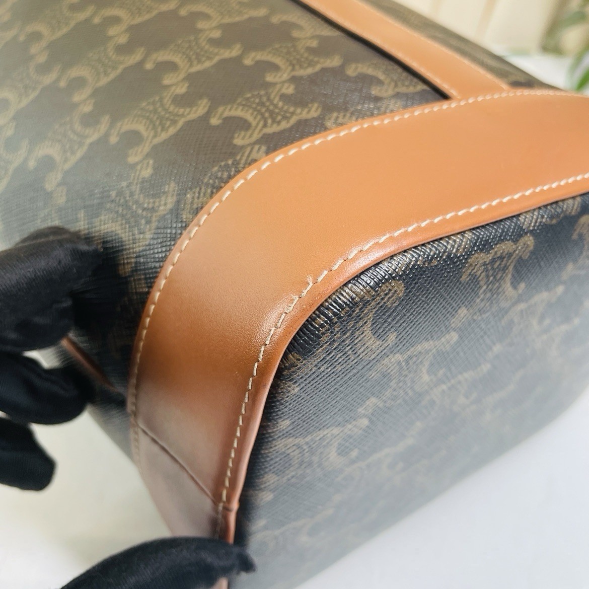 Authentic Celine Triomphe Monogram Bucket Bag – B… - image 11