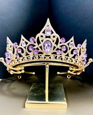 Gold Tiara and Crown for Women, Crystal Queen Crown, Purple Princess Tiara
