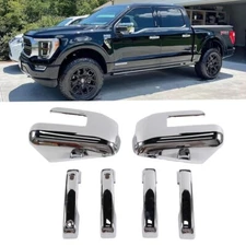 CHROME Door Handle COVERS + Top Mirror Covers w/ Signal for 2021-2025 Ford F150