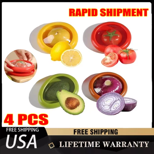 Fruit And Vegetable Food Fresh-Keeping Box Silicone Reusable Storage Box (4PCS)
