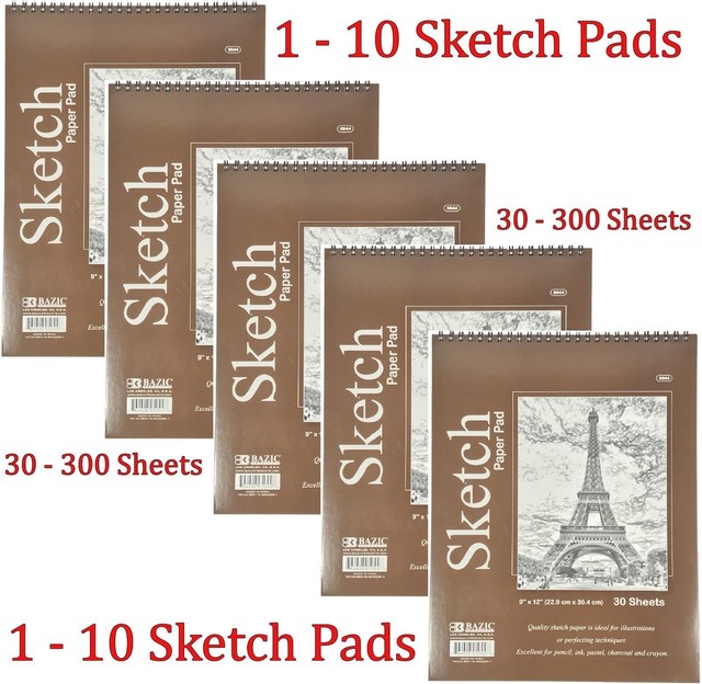 Spiral Sketch Pad Book 9 X 12 Art Drawing Paper 30 Sheets Pencil Pastel Ink