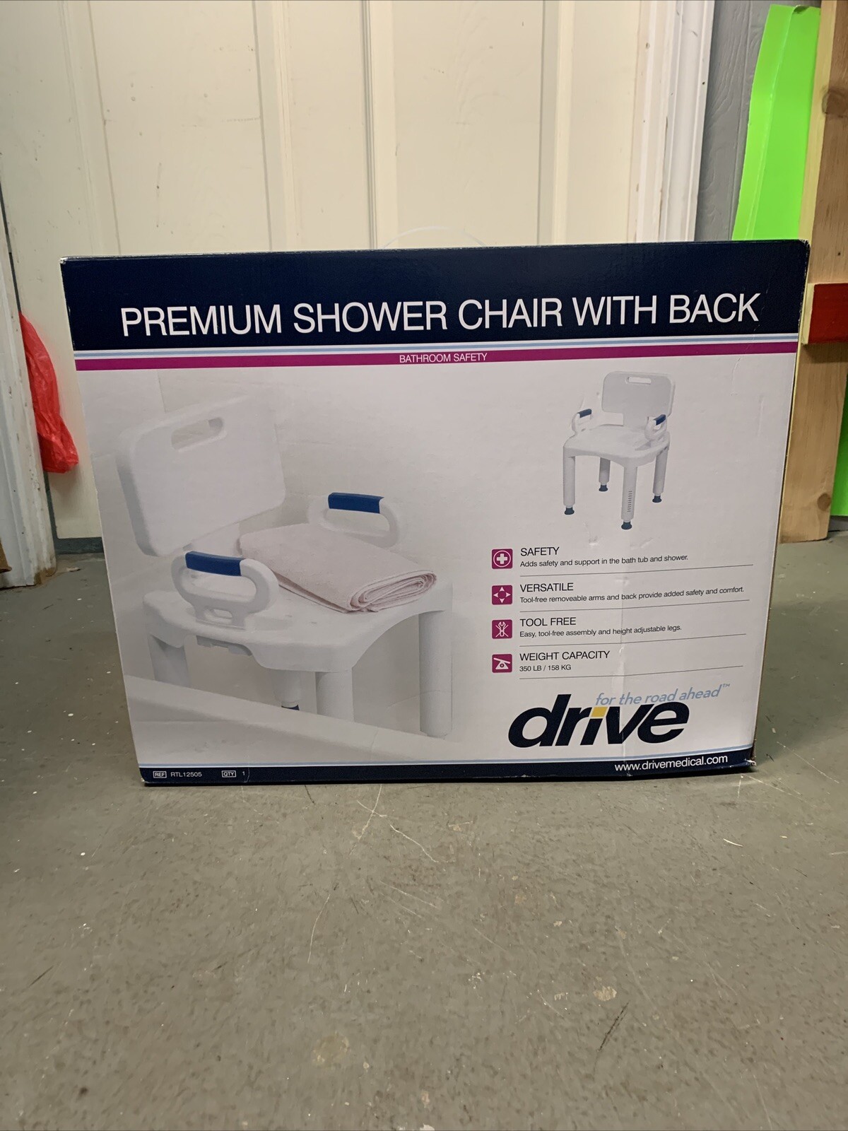 Drive RTL12505 Shower Chair with Back and Arms 642057275026 eBay