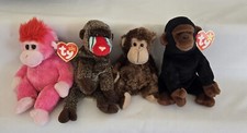 Lot of 4 Ty Monkeys, Charmer, Congo, Vines, Cheeks