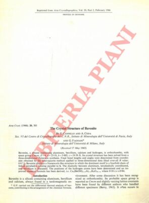 CANNILLO E. - CODA A. - FAGNANI G. - The crystal structure of Bavenite.