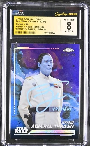 2024 Topps Chrome Star Wars Thrawn Aqua Refractor /199 CGC Signed Timothy Zahn 
