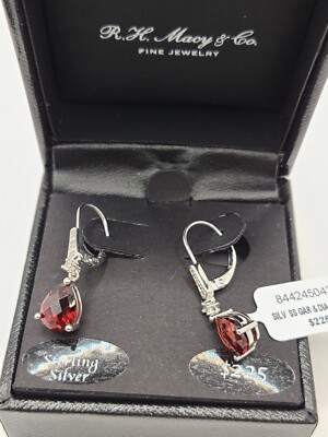 Macy 925 Fine Silver Garnet Lab Created Diamond