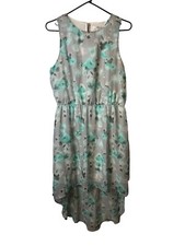 Charming Charlie Size Medium Blue Floral A-Line High-Low Sleeveless Midi Dress