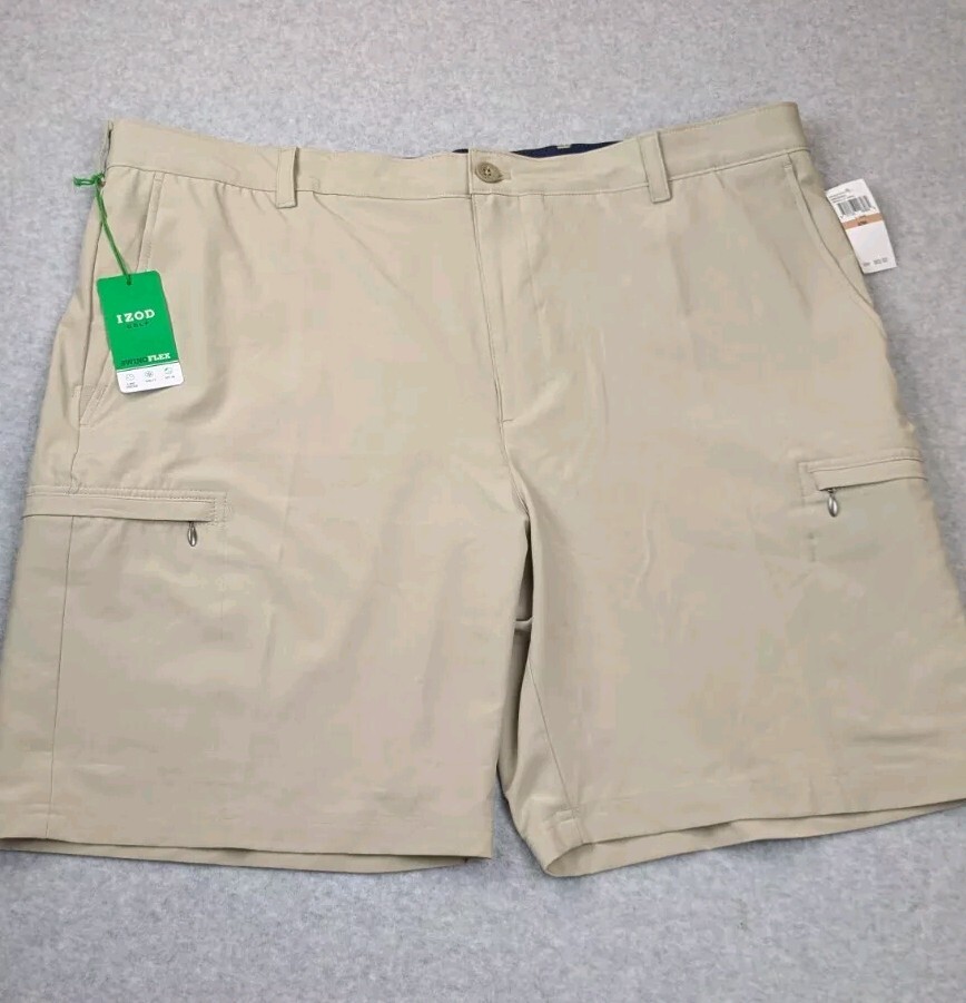 Izod Shorts Men's Size 42 Beige Golf Swing Flex Way Stretch UPF 50 Cargo  NEW