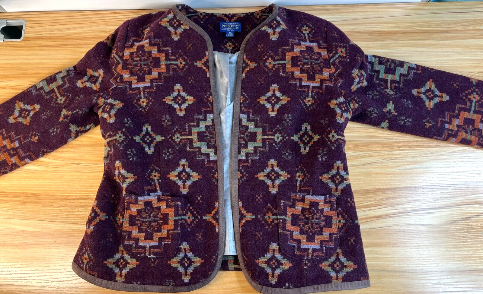 Womens Sz M. Pendleton Virgin Wool Jacket Suede T… - image 10